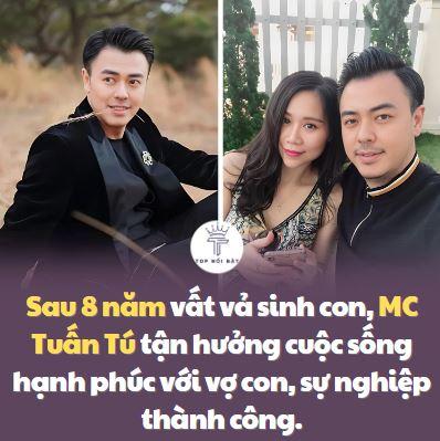 Sau 8 năm vất vả sinh con, MC Tuấn Tú tận hưởng cuộc sống hạnh phúc với vợ con, sự nghiệp thành công.