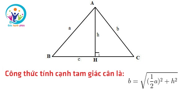 Công thức tính cạnh tam giác cân và bài tập có lời giải