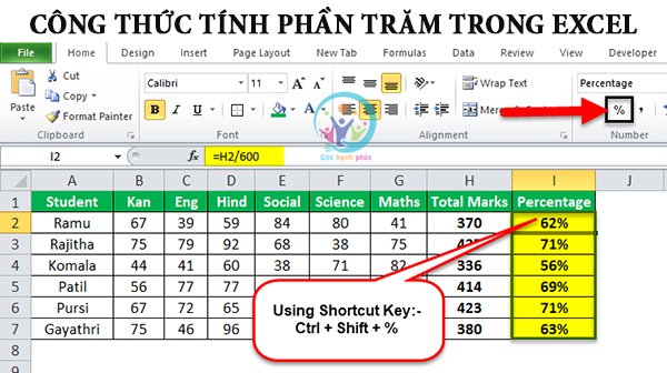 [Tổng Hợp] công thức tính phần trăm trong Excel đơn giản, dễ làm