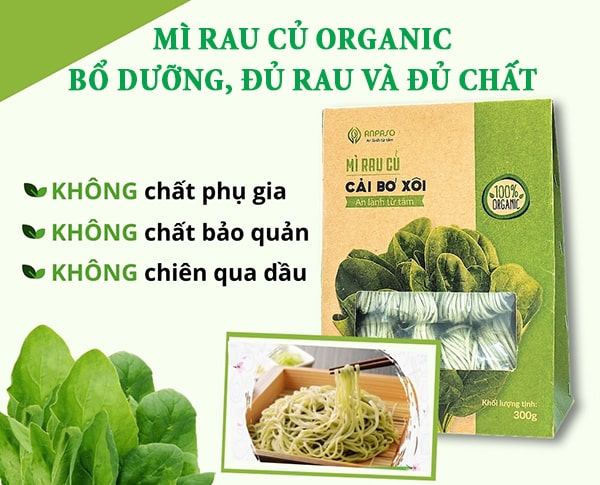 Mì rau củ Organic đạt tiêu chuẩn 5k đầu tiên tại Việt Nam