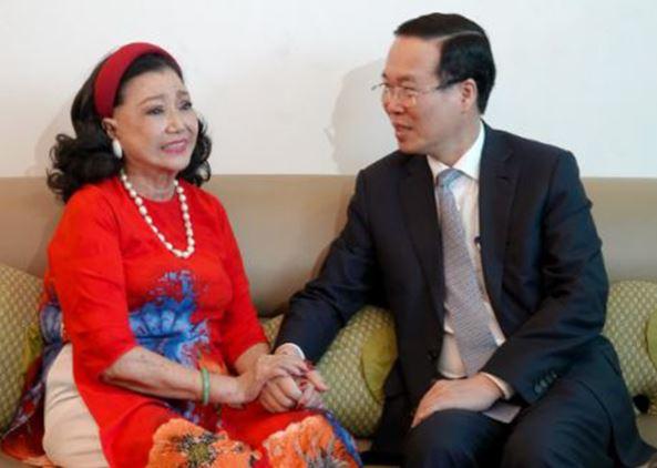 NSND Kim Cương vinh dự khi được chủ tích nước Võ Văn Thưởng đến thăm chúc tết
